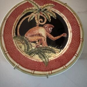 Andrea By Sadek Jungle Safari Plate with Palm and Fern Design
